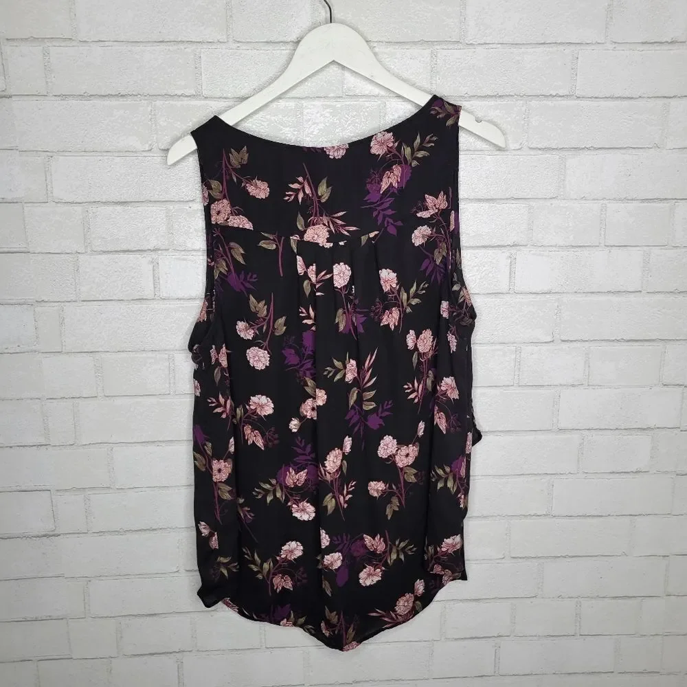 Torrid Black Purple Pink Floral Sleeveless Crepe Blouse - Picture 4 of 4
